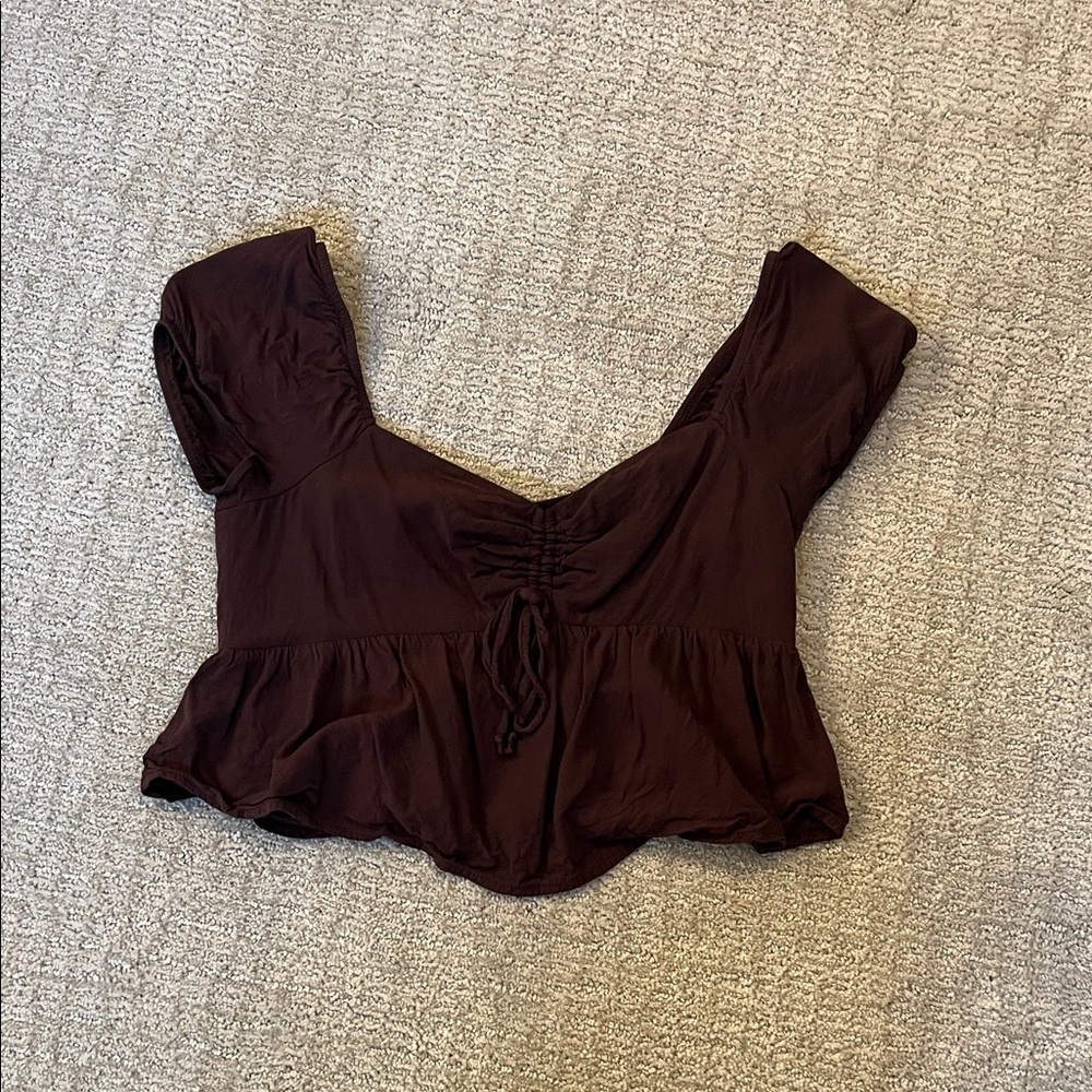 La Hearts Dark Brown Crop Top